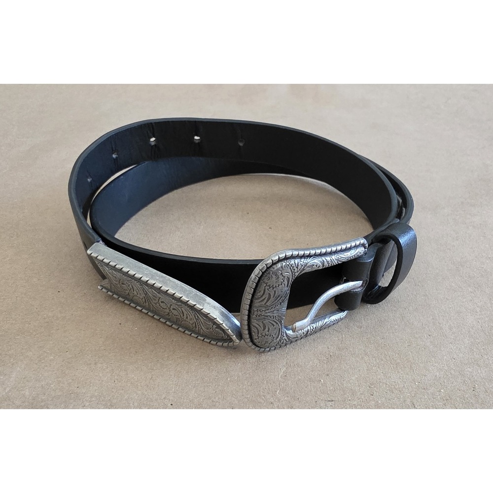 ASOS XXS Women's Black Silver Western Belt Cowboy Boho Waist 38x1 inches